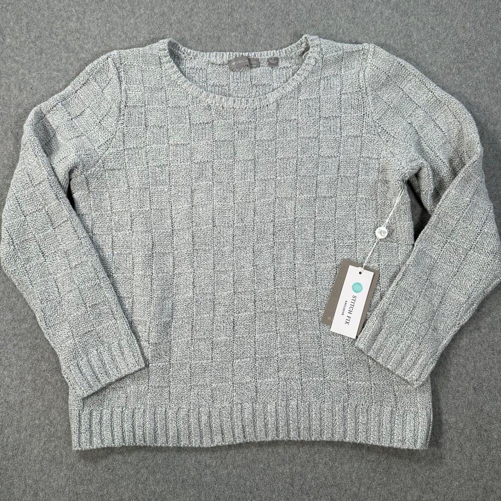 Evolution by Cyrus Gray Knit Sweater Crew Neck Women's Large New Pullover